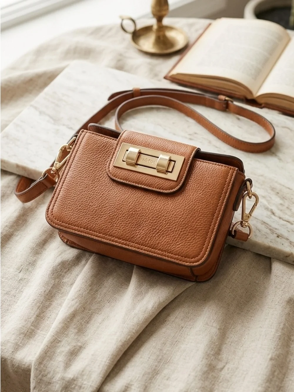 Victor Alfaro brown leather crossbody